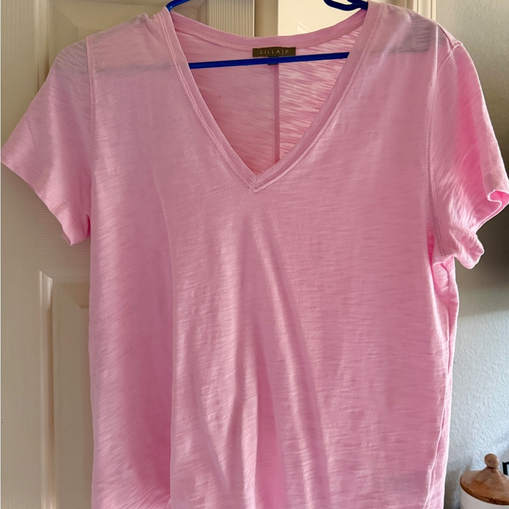Lilla P Light Pink V-Neck Short Sleeve Tee
